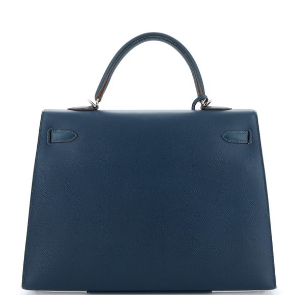 Hermes Kelly Flag Handbag Epsom 35 Blue #78179H11B - Picture 3 of 12